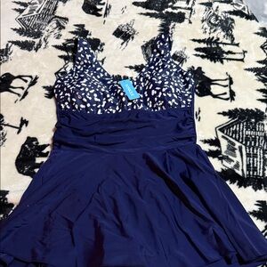 Younique Navy and White Patterned Swimwear